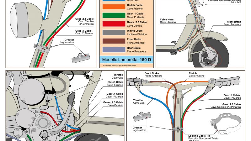 Foto Blog - SET GUAINE E CAVI CON INGRASSATORI PER LAMBRETTA 150 D