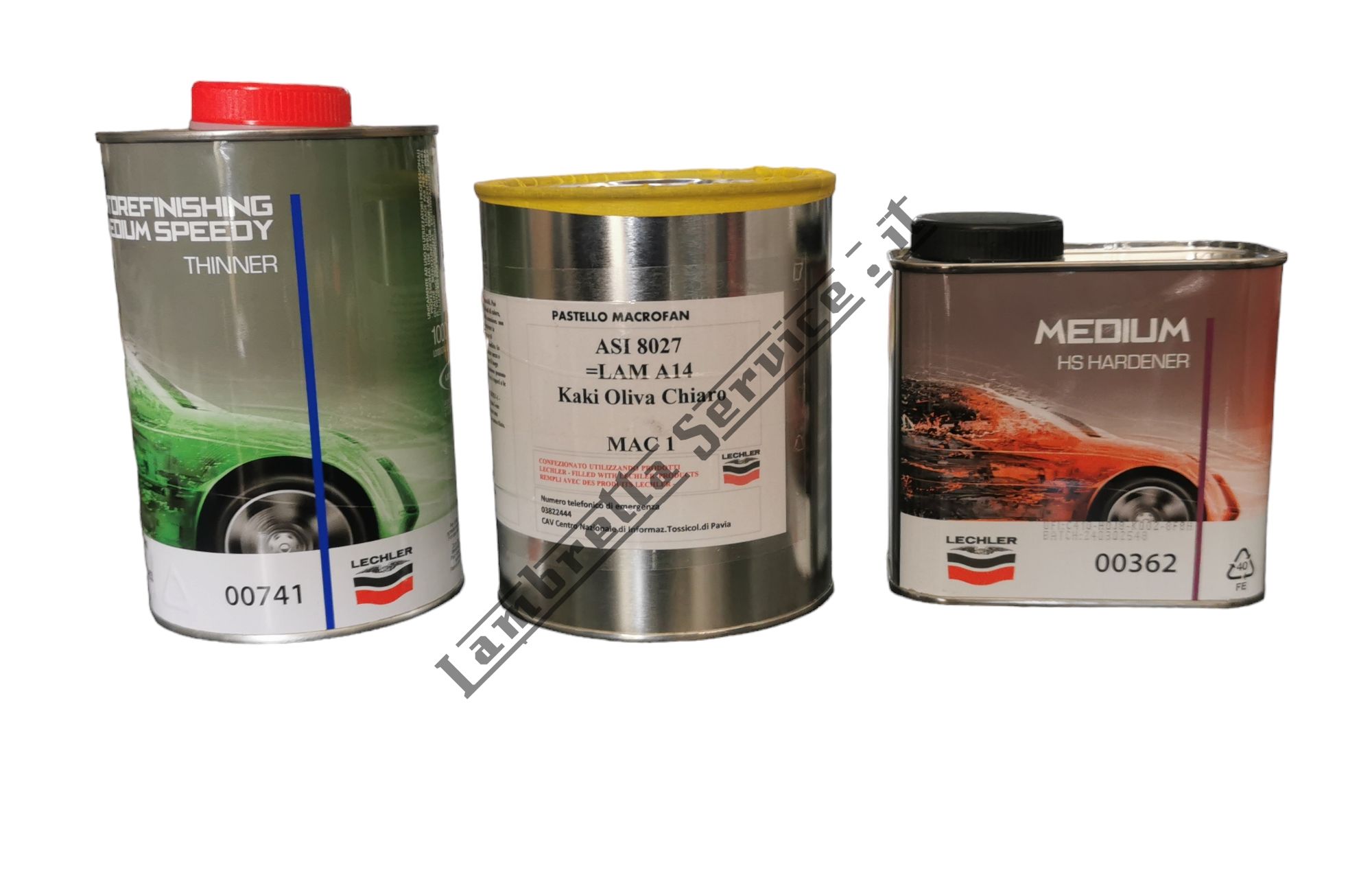 Foto del prodotto - Colore Lechler: Kaki Oliva Chiaro 8027 + Diluente 741/742 1 LT + Induritore 362 0,5 LT